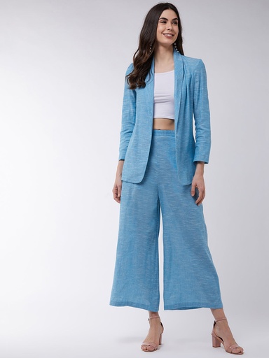 Chambray Long Blazer-Pant Set