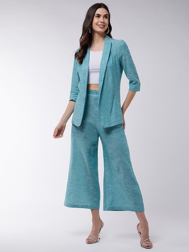 Chambray Long Blazer & Pant Set