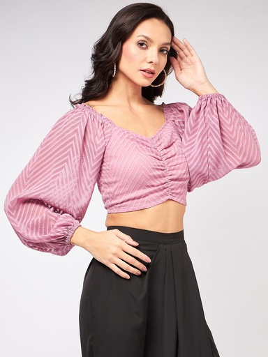 Self Design Baggy Sleeve Crop Top