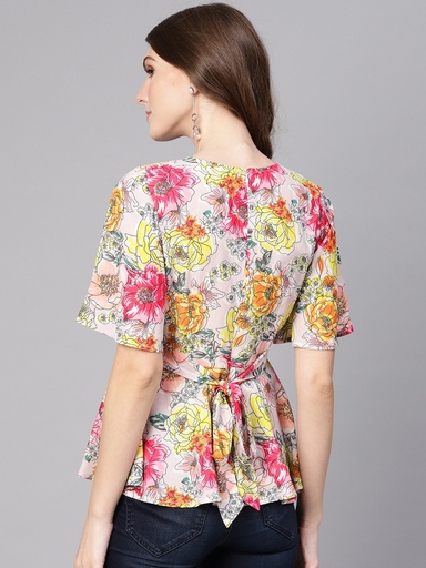 Printed Floral Linear Overlap Top
