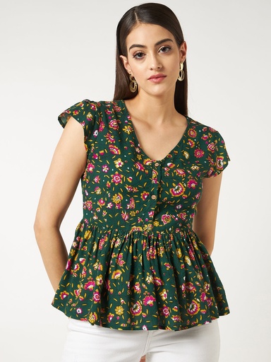 Peplum Top with Floral Print