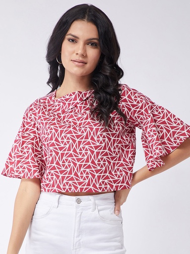 Jungle Safari Flared Sleeves Crop Top