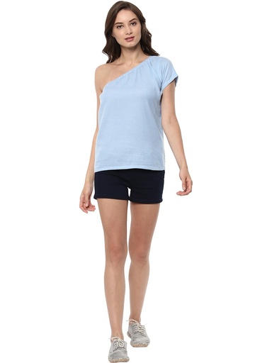 One-Shoulder Chambray Top