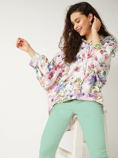 Loose Fit Floral Shirt Top for Women