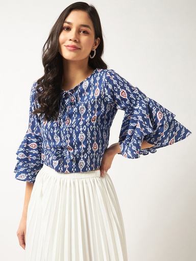 Ikat Bell Sleeves Top for Women