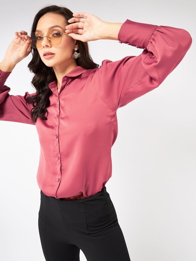 Satin Puff Sleeves Shirt Top