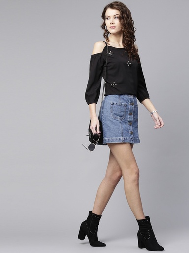 Embellished Cold-Shoulder Top