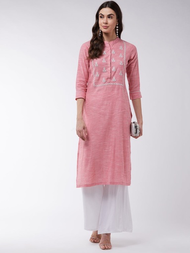 Chambray Yoke Embroidered Design Kurta