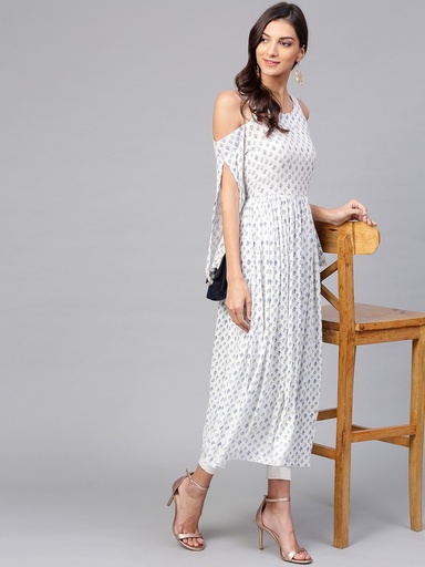 Assorted Cold-Shoulder Print Kurta